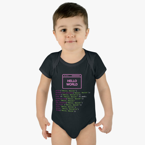 Hello World - Infant Baby Rib Bodysuit