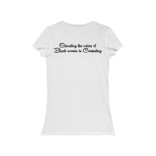 Load image into Gallery viewer, Women&#39;s Jersey Short Sleeve V-Neck Tee - No Binary - with tagline