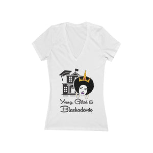 Young, Gifted, and Blackademic - Women's Jersey Short Sleeve Deep V-Neck Tee