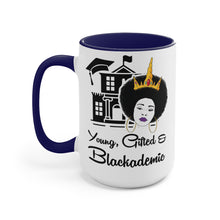 Load image into Gallery viewer, Young, Gifted, and Blackademic - Two-Tone Coffee Mugs, 15oz